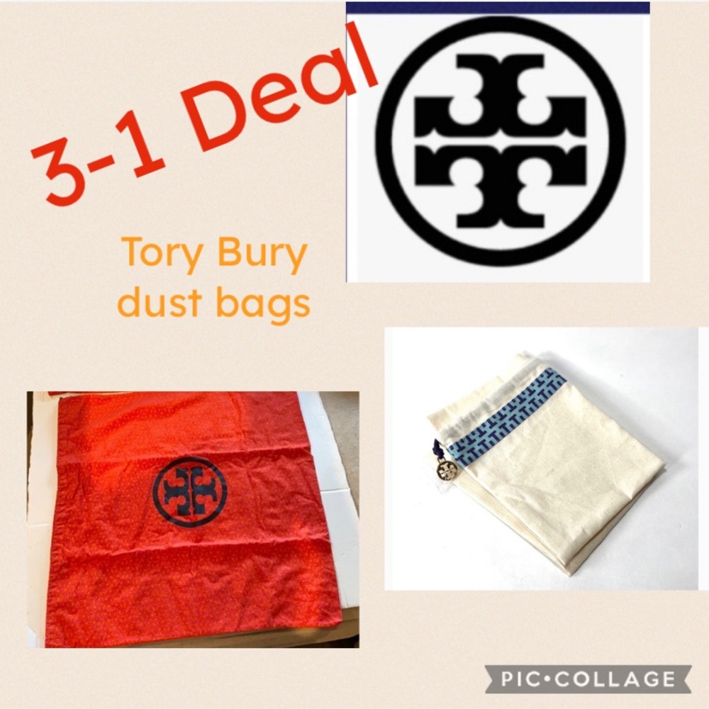 3-1 NEW Tory  Burch Red and Cream Dust Bags